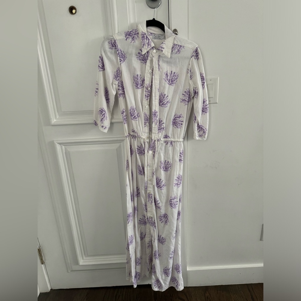 White and Purple Floral Maxi Dress
